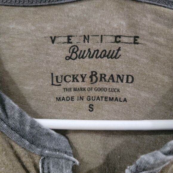 Lucky Brand Mens Venice Burnout Shirt Size Small Punk Skater Long Sleeve V neck - Picture 2 of 6